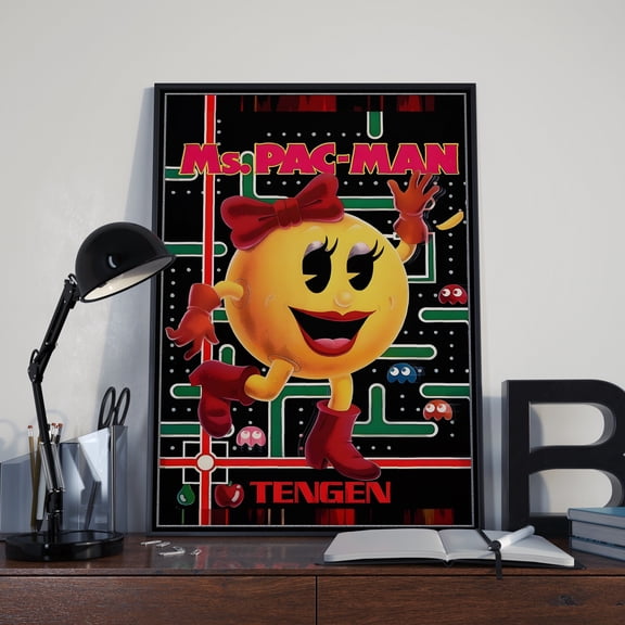 Ms Pac Man Gaming Poster, Retro Video Game Wall Art