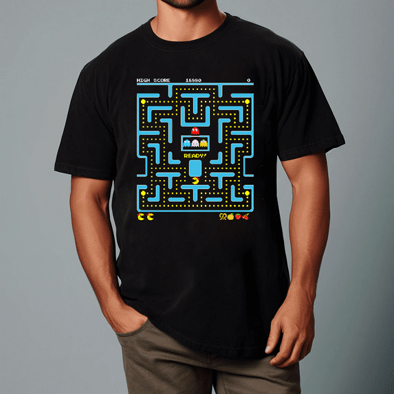Ms. Pac-Man Vintage 1980s Arcade Gamer Aesthetic Graphic Art Unisex T-Shirt V80052, up to size 5XL