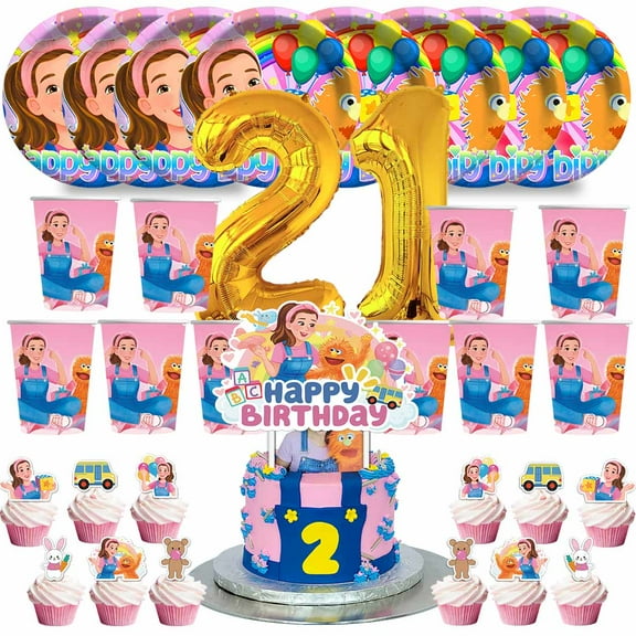 Ms Rachel Birthday 21th Cups Party Supplies Plates Fans Decorations Cake Topper Decor