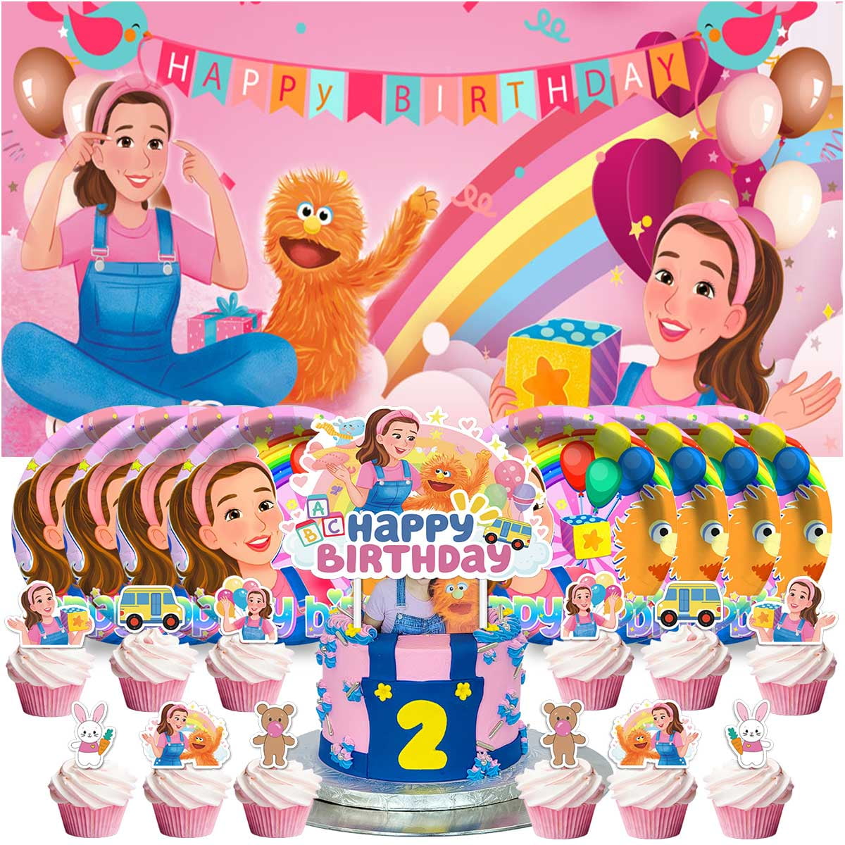 Ms Rachel Birthday Supplies Plates Decorations Decor Backdrop Banner ...