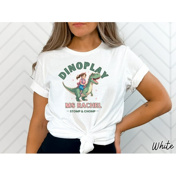 Ms Rachel Dinosaur Funny Anime Style T-Shirt,Orange color,size M