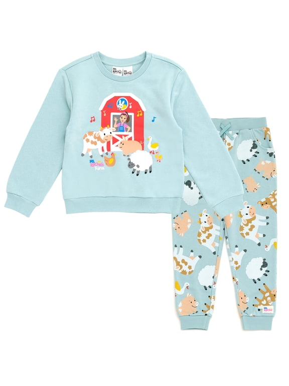 Farm Animals Fleece Sweatshirt and Jogger Pants Outfit Set Infant to Toddler