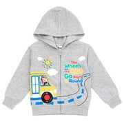 Toddler Boy or Girl Fleece Zip-Up Hoodie Heather Grey Bus