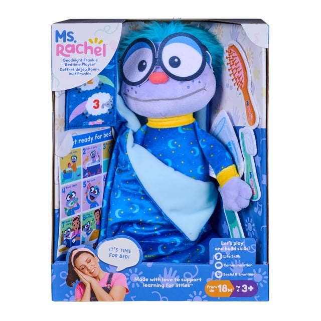 Ms. Rachel Goodnight Frankie Bedtime Playset, 11 Plush with Sleeping Bag & Accessories