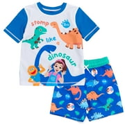 Ms. Rachel Ms. Rachel Herbie Dinosaur UPF 50+ Rash Guard and Swim Trunks Outfit Set Infant to Little Kid