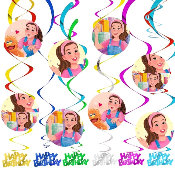 Ms Rachel Party Decorations Hanging Swirl Sign Whirls Birthday Streamer Ceiling Decor Supplies 14 pcs