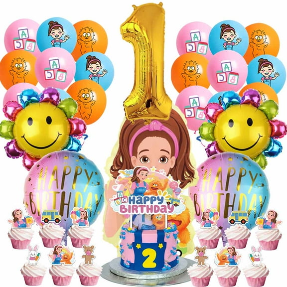 Ms Rachel Party Supplies 1st Decor Kit Balloons Birthday Cake Topper Decorations