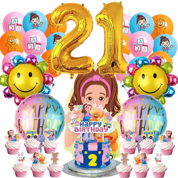 Ms Rachel Party Supplies 21th Decor Kit Balloons Birthday Cake Topper Decorations