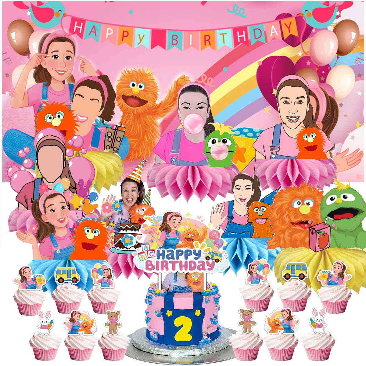 Ms Rachel Party Supplies Honeycomb Centerpieces Table Toppers Backdrop ...