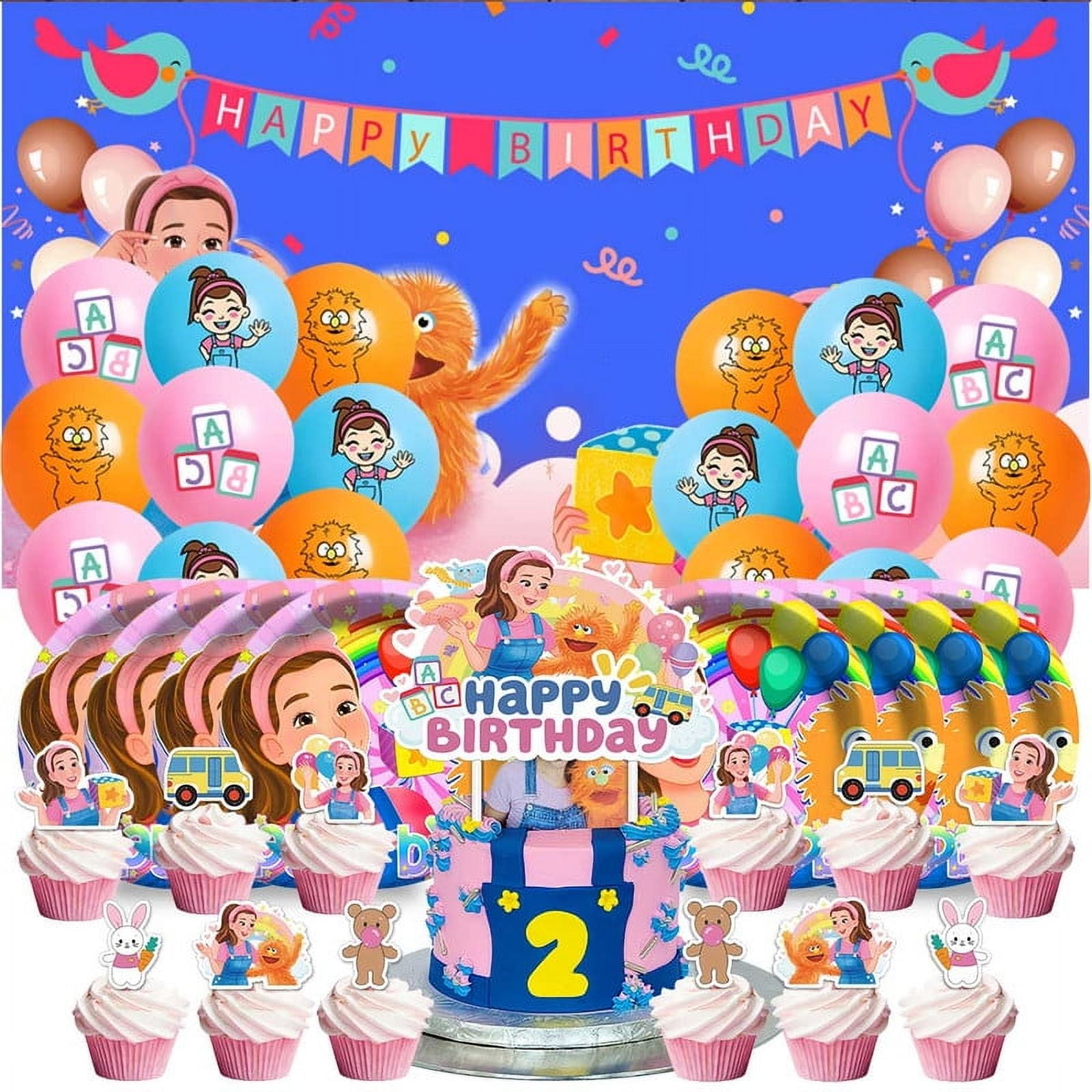 Ms Rachel Party Supplies for Boy Decorations Paper Plates Tableware Balloons Birthday Decor Cake Topper Fans Banner Backdrop