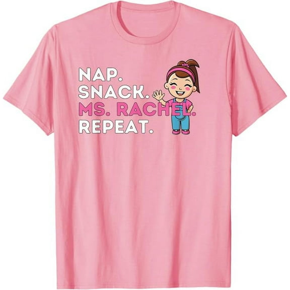 Ms.Rachel Preschool Nap Snack Ms Rachel Repeat T-Shirt For Men Women, Light Pink Color, Size XL