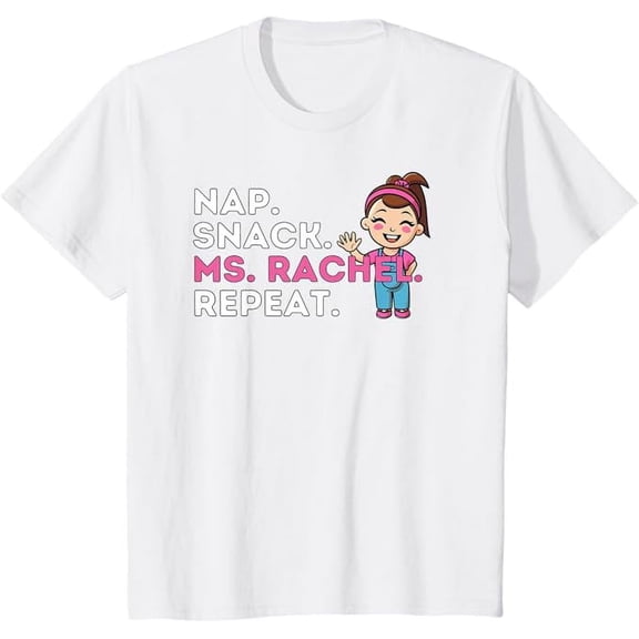 Ms.Rachel Preschool Nap Snack Ms Rachel Repeat Youth T-Shirt For Boy Girl Kids Toddler, White Color, Size XS