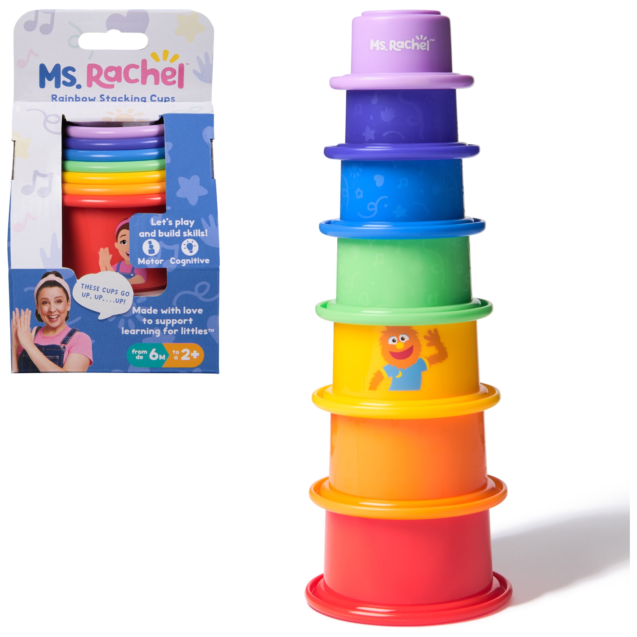 Ms. Rachel Rainbow Stacking Cups 7-Pack, For Kids Ages 6+ Months