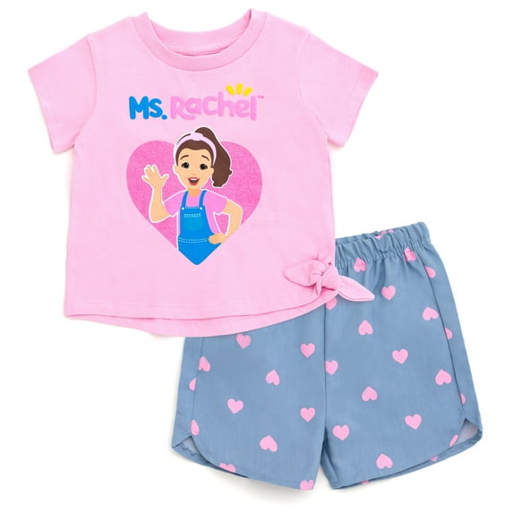 Ms. Rachel T-Shirt and Chambray Shorts Outfit Set Infant to Toddler