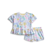 Ms. Rachel Toddler Girls' Short Sleeve Graphic Tee and Matching Ruffle Shorts Set, 2-Piece, Sizes 12M-5T