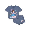thumbnail image 1 of Ms. Rachel Toddler Girls Washed Crewneck Graphic Top and Shorts Set, 2-Piece, Sizes 12M-5T, 1 of 7