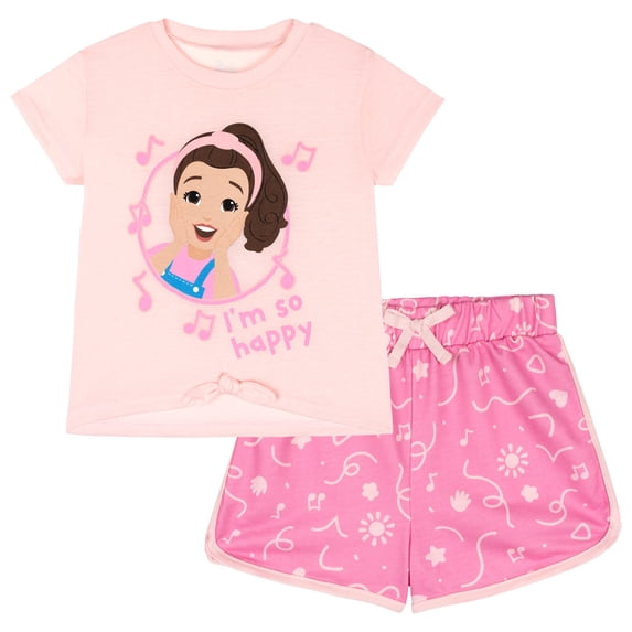 Ms. Rachel Toddler Girls' 2-Piece T-Shirt and Shorts Set Pink Music Notes