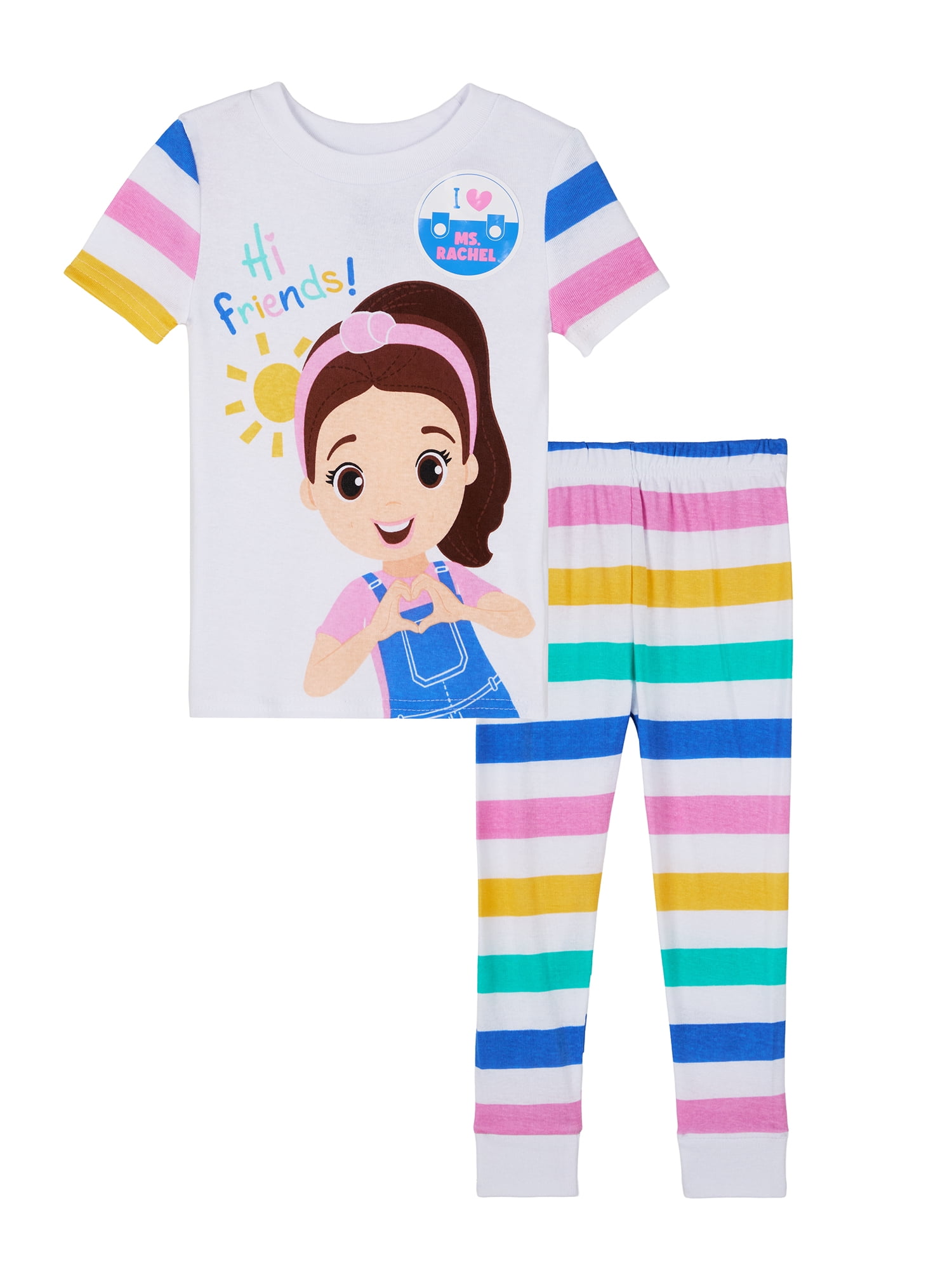 Ms Rachel Toddler Short Sleeve Top and Pants Pajama Set, 2-Piece, Sizes 12M-5T
