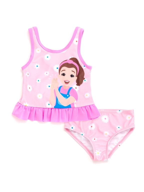 UPF 50+ Peplum Tankini Top and Bikini Bottom Swim Set Infant to Little Kid