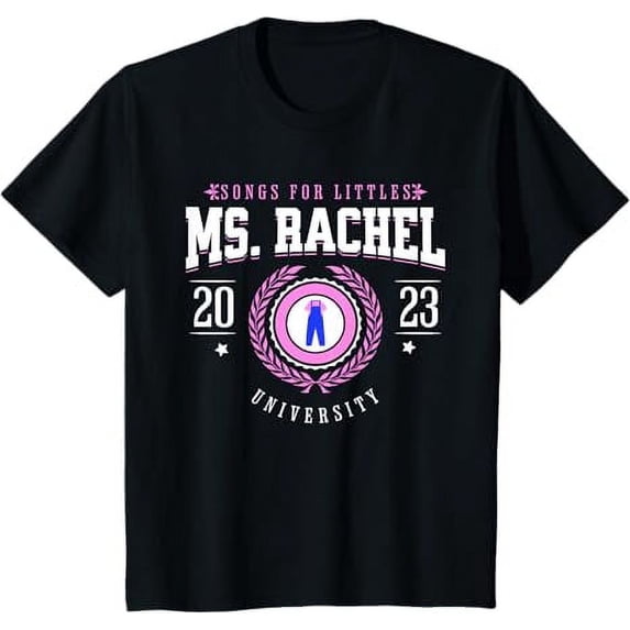 Ms Rachel University Funny Ms.Rachel Birthday School Youth T-Shirt For Boy Girl Kids Toddler, Black Color, Size S