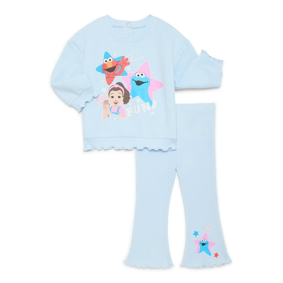 Ms. Rachel x Sesame Street Baby Girls Graphic Sweatshirt and Leggings Set, 2-Piece, Sizes 0/3M-24M