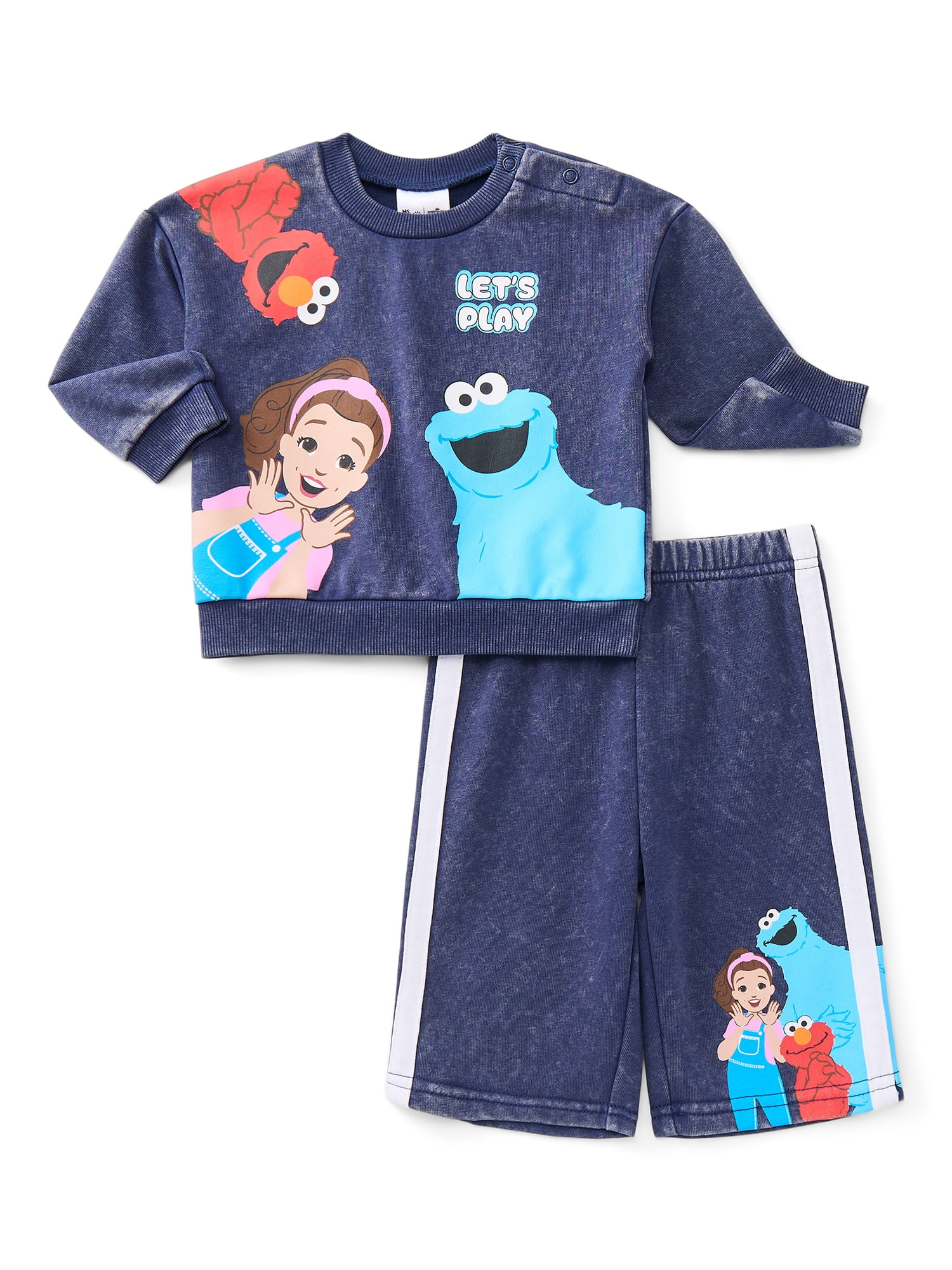 Ms. Rachel x Sesame Street Baby Graphic Sweatshirt and Sweatpants Set, 2-Piece, Sizes 0/3M-24M