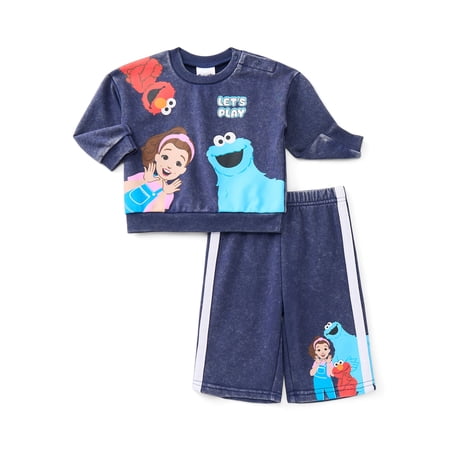 Ms. Rachel x Sesame Street Baby Graphic Sweatshirt and Sweatpants Set, 2-Piece, Sizes 0/3M-24M