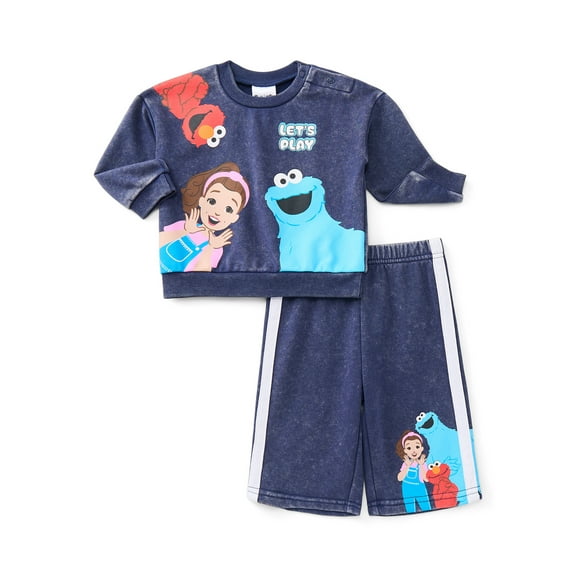 Ms. Rachel x Sesame Street Baby Graphic Sweatshirt and Sweatpants Set, 2-Piece, Sizes 0/3M-24M