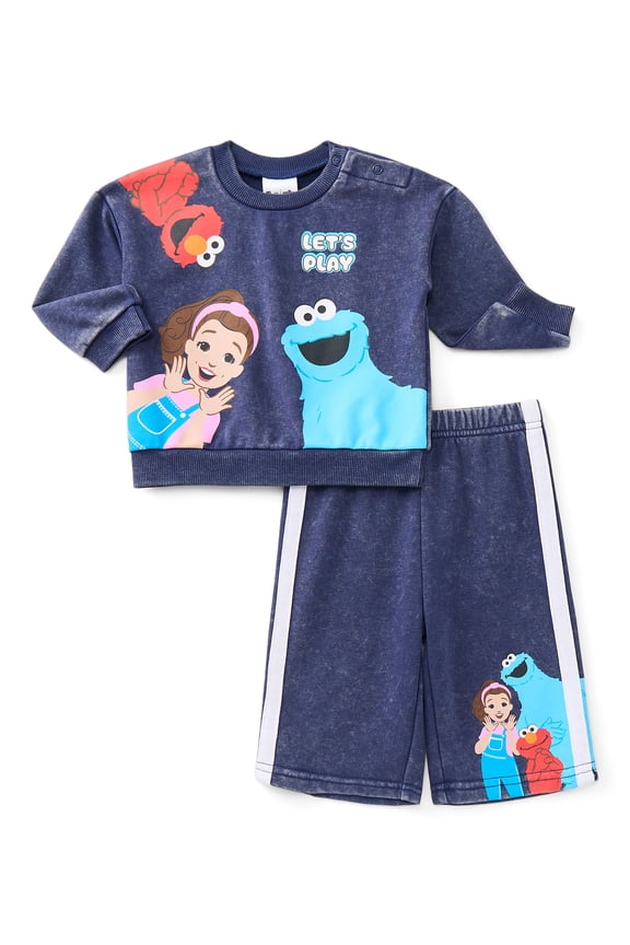 Ms. Rachel x Sesame Street Baby Graphic Sweatshirt and Sweatpants Set, 2-Piece, Sizes 0/3M-24M