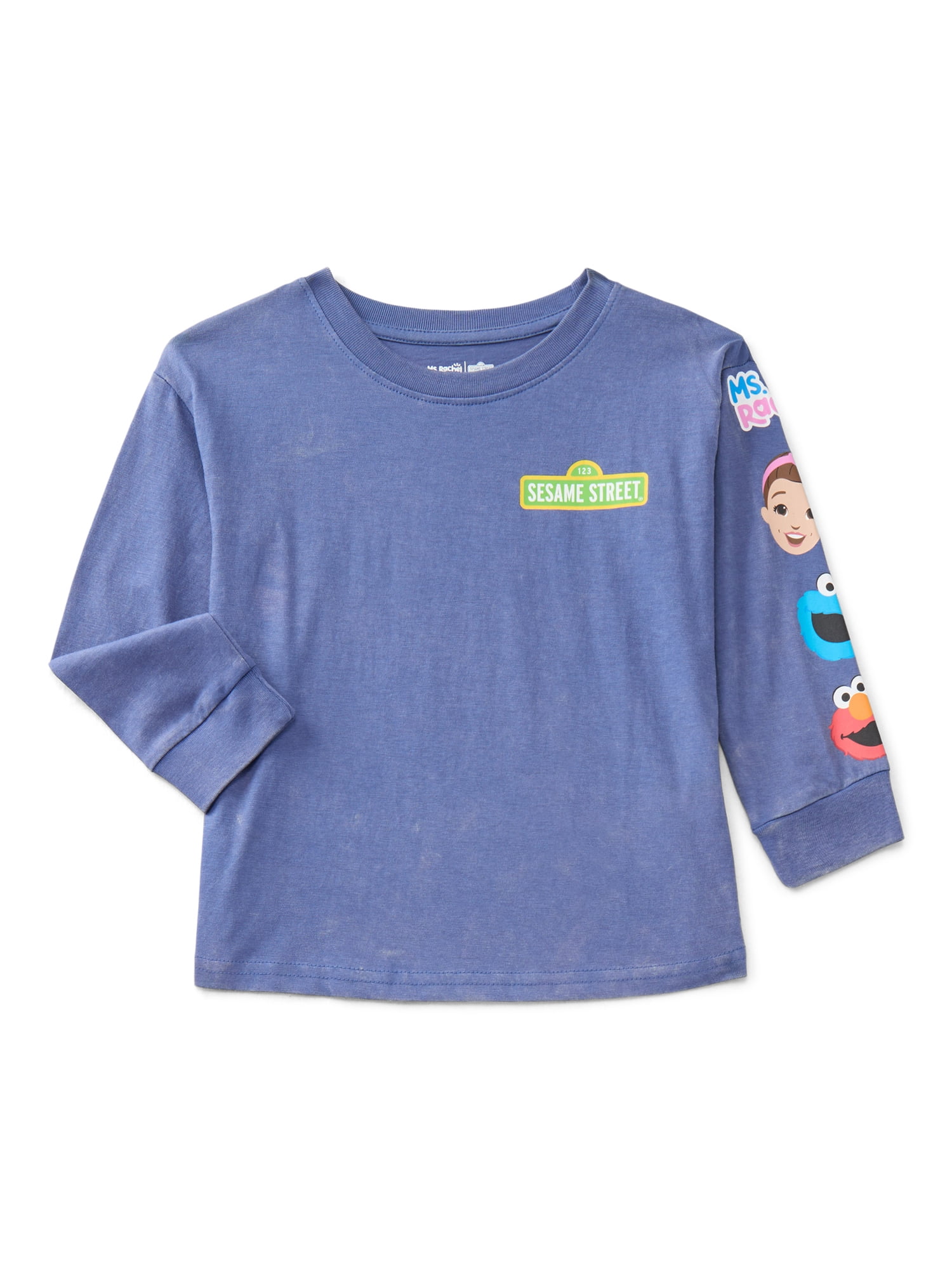 Ms Rachel X Sesame Street Toddler Long Sleeve Graphic Crewneck Tee, Sizes 12M-5T