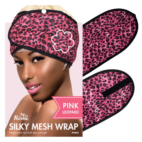 Ms. Remi Leopard Silky Mesh Wrap: 1Pc Women's Cozy Fabric Hair Headband, Pink