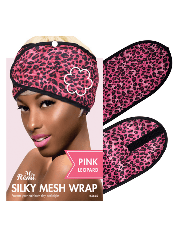 Silky Mesh Wrap Headband for Women, 1 Count, Pink Leopard