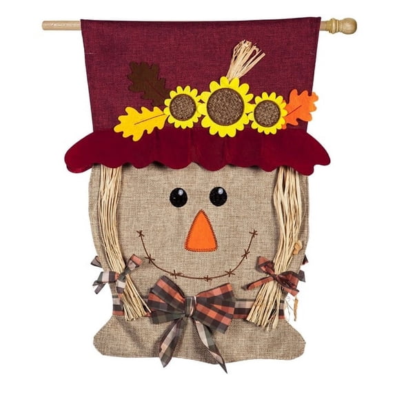 Ms Scarecrow Flag 2 Sided Burlap House Banner