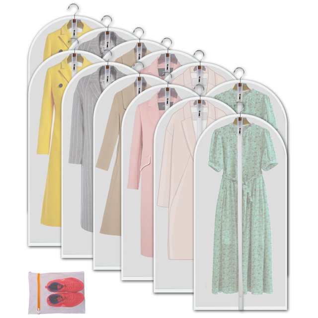 MsKitchen Clear Garment Bags for Closet Storage , Hanging Clothes Bags