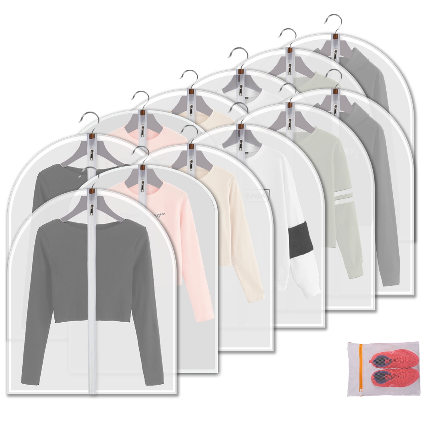 MsKitchen Clear Garment Bags Hanging Clothes Bags (Set of 12) for Clos –  Mskitchenonline