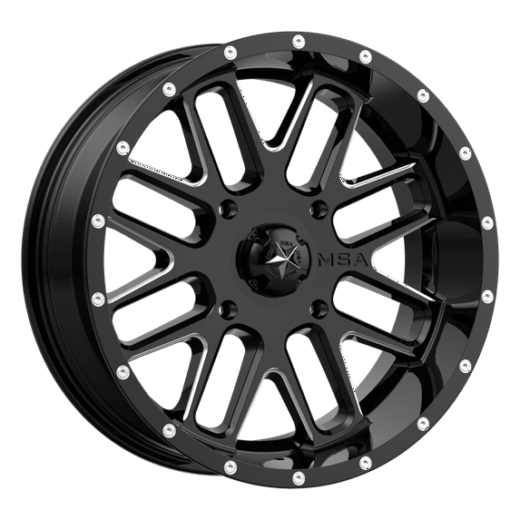 Msa Offroad Wheels M35 Bandit 22X7 4X156 False 86Cb Gloss Black Milled Wheel