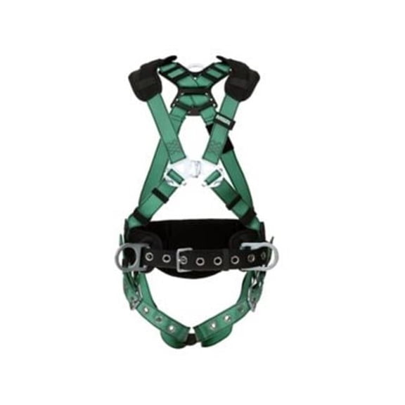 MSA 454-10197366 Back & Hip D-Ring Tongue Buckle Leg Straps V-Form Construction Harness, Super Extra Large