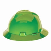 V-Gard Slotted Full Brim Hard Hat, Fas-Trac III Suspension, Type I, Class E, Bright Lime Green