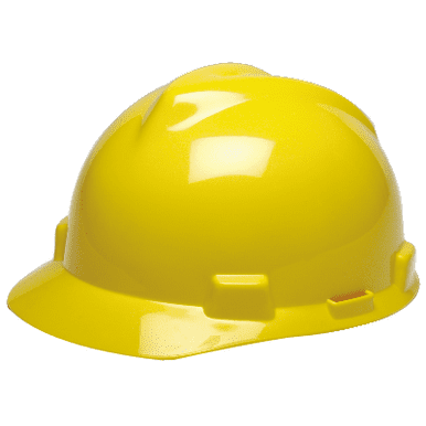 Clearance Item !!!
MSA V-Gard Slotted Cap, Yellow w/ Fas-Trac Suspension, Small (6 - 7 1/8)