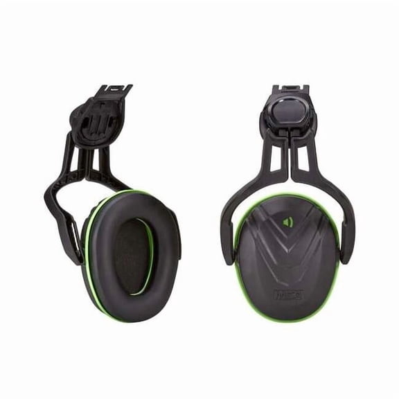 V-Gard Hard Hat-Mounted Earmuffs, NRR 22 dB, Foam Cushion, Green/Black, For Use With Cap Style Hats