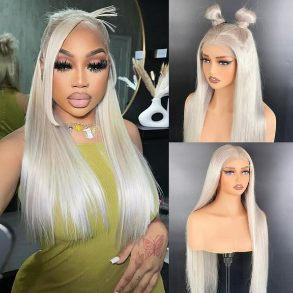 Mscathy 180% Frosted Beige Colored HD 13x4 Lace Front Remy Brazilian Human Hair Wig Bleached Knots Ash Blonde Color 22Inch Straight Glueless Human Hair Wigs For Women