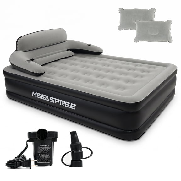Mseasfree Queen Size 18" Air Mattress with Headboard, Airbed Inflatable Couch with Pump