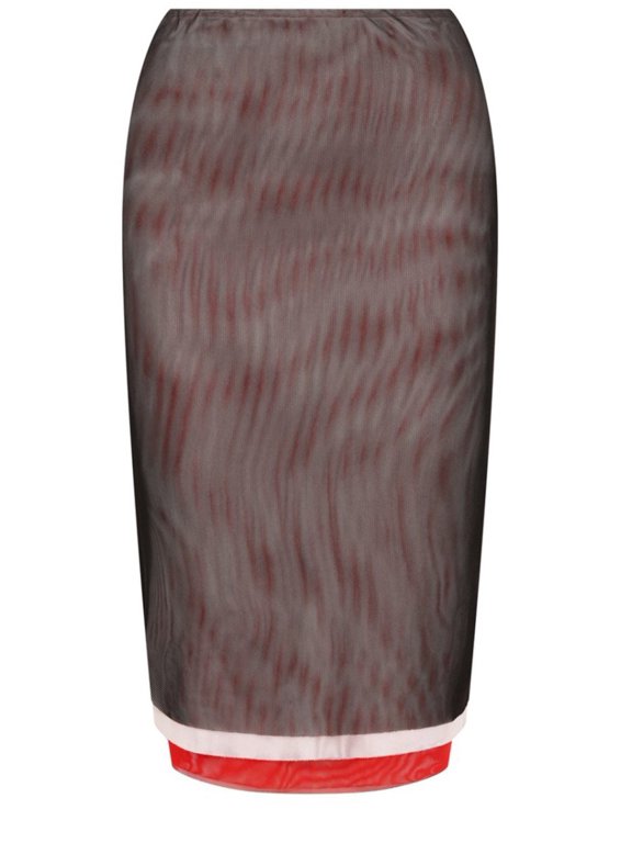 Black Polyester-Blend Wavy Midi Skirt (Women's)