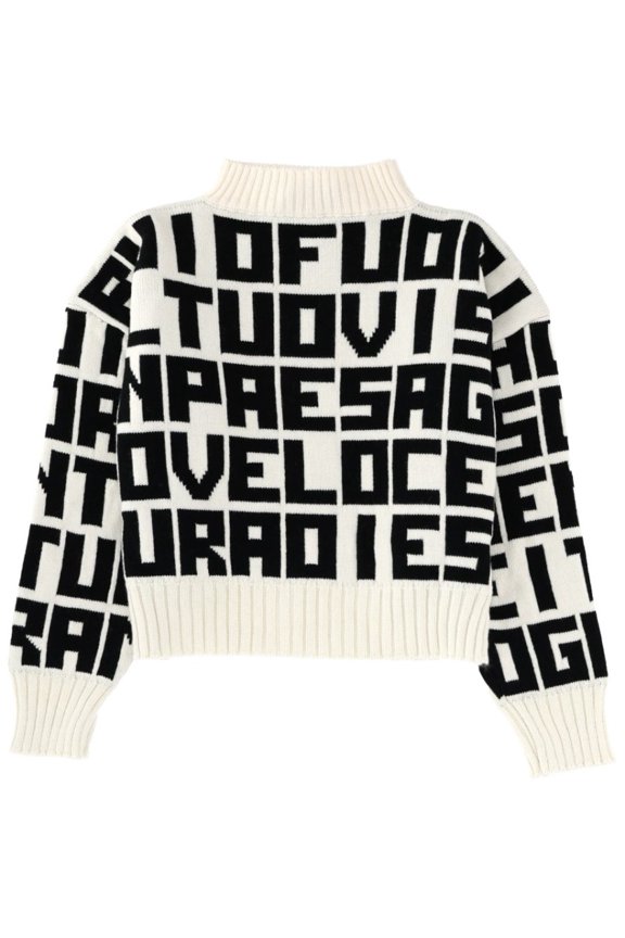 Black Virgin Wool-Blend Lettered Sweater (Women's)