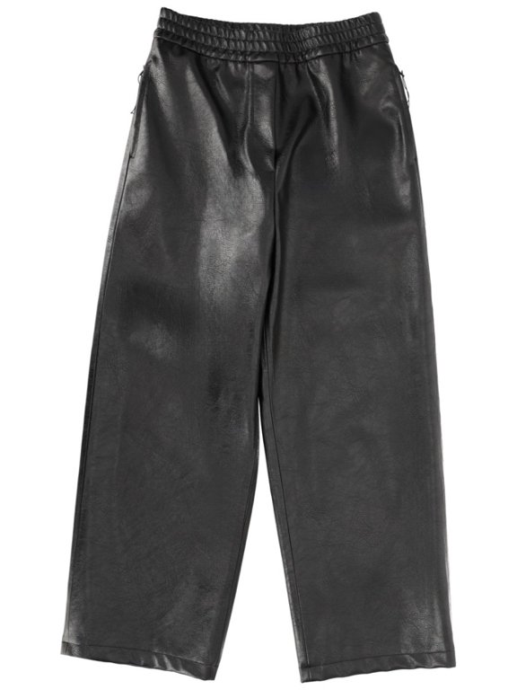 Black Viscose-Blend Leather-Like Sweatpants (Women's)