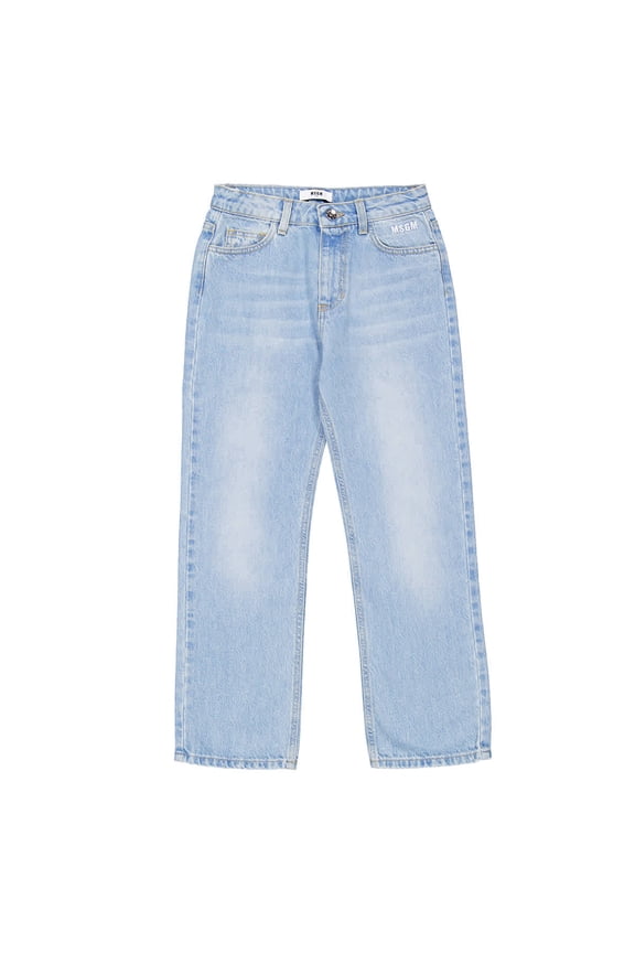 Boys Embroidered Logo Mid-Rise Denim Jeans, Size 10