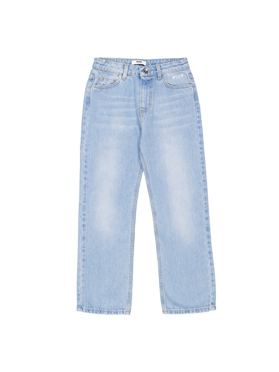 Boys Embroidered Logo Mid-Rise Denim Jeans, Size 10