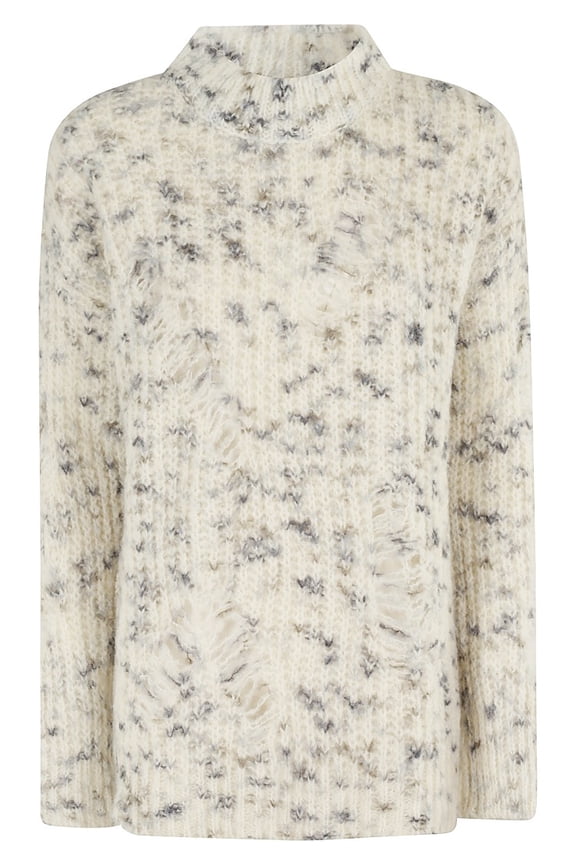 Beige Oversized Sweater With Grey Yarn Inserts (Women's)