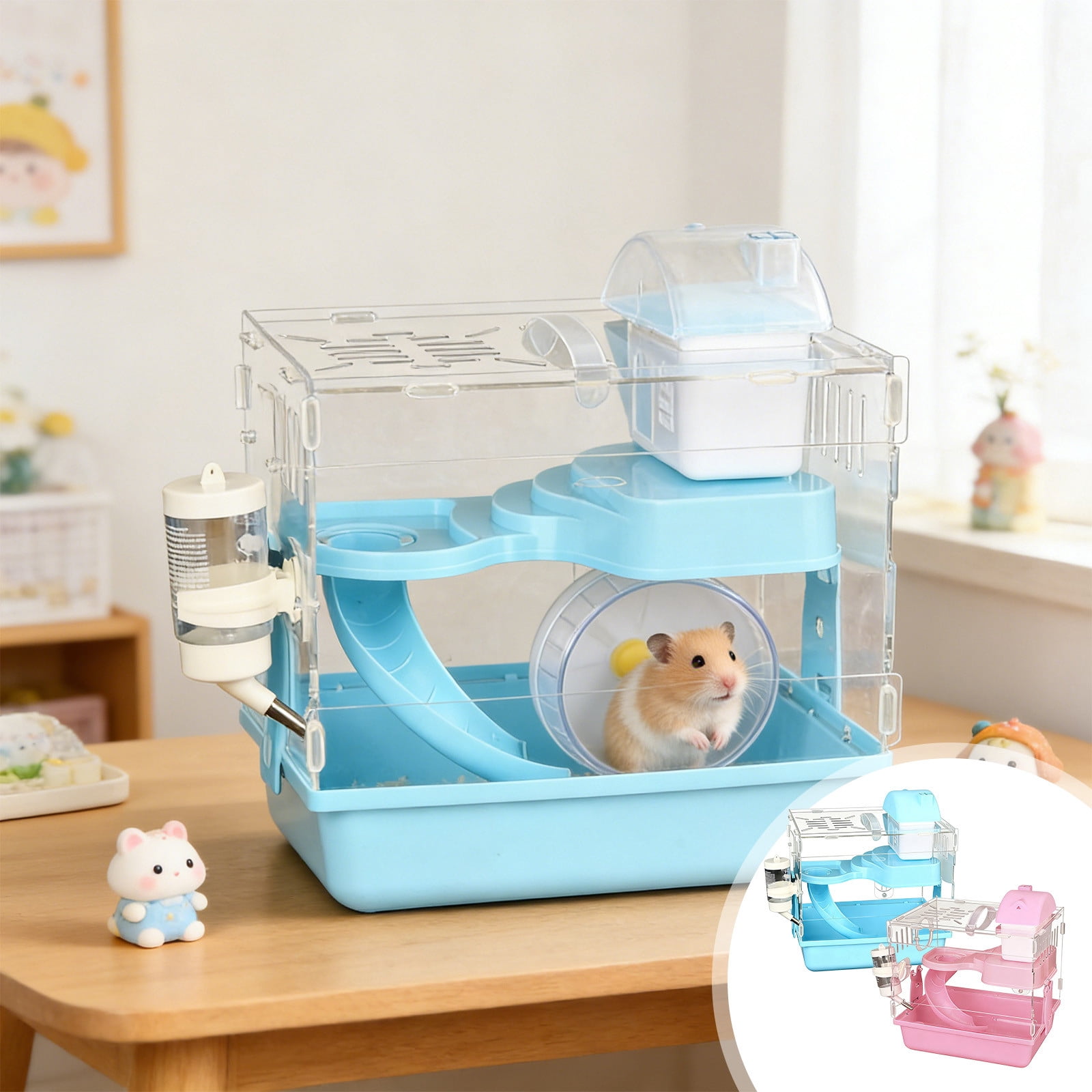 Msgweeeg Acrylic Hamster Cage Clear Small Animal Habitat with Tray Bottom Ventilation Holes Easy Clean Secure Enclosure for Hamsters Gerbils Mice Indoor Home Use