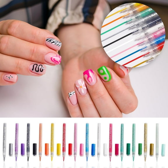 Msgweeeg Adult Coloring Markers Marker Pens Nail Art Painting Graffiti Pen Acrylic Marker Pen Color Hand Drawn Dots and Hooks DIY Nails No Baking Watercolor 5ml